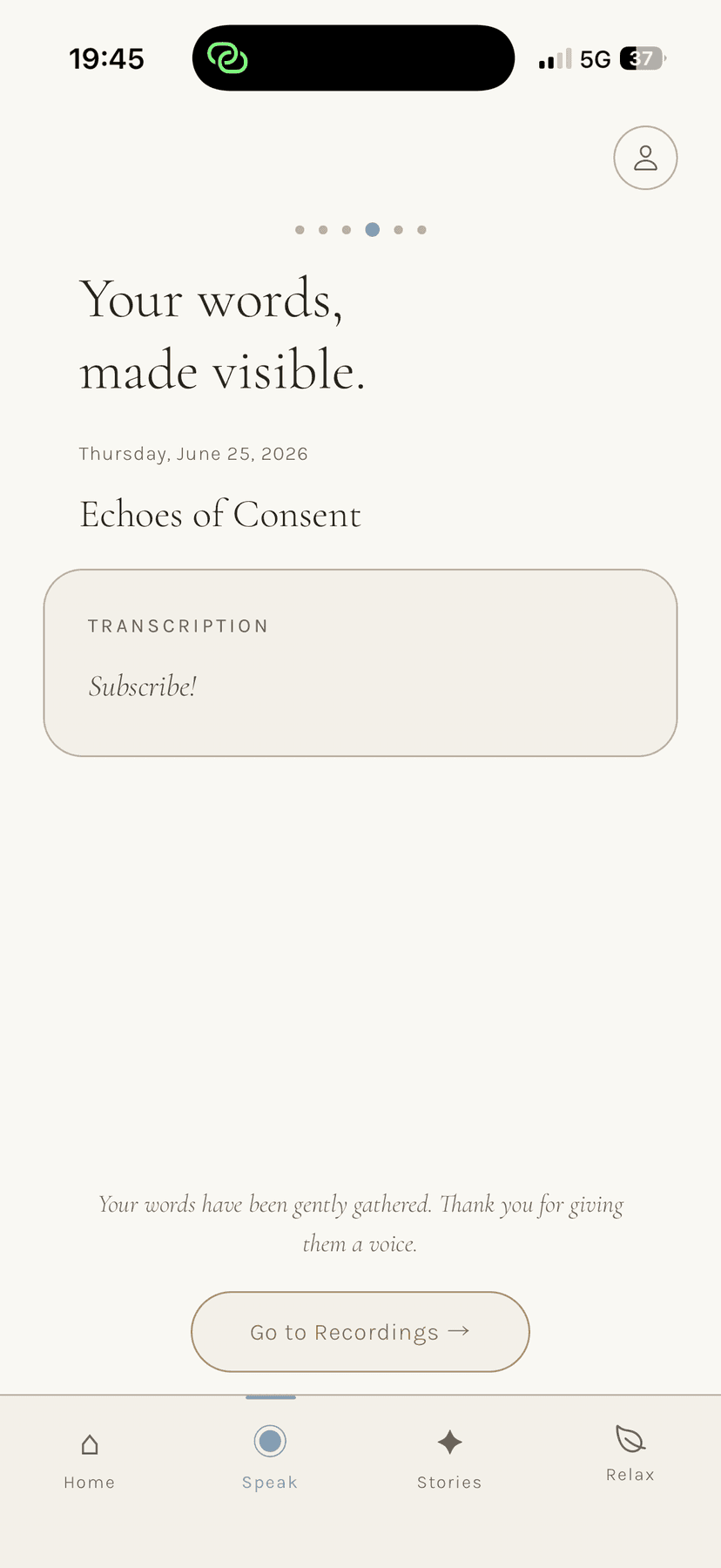 Transcribing screen